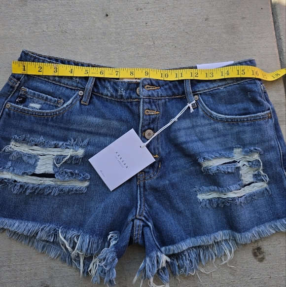 KanCan Blue High-Waisted Distressed Jean Shorts - Picture 9 of 10